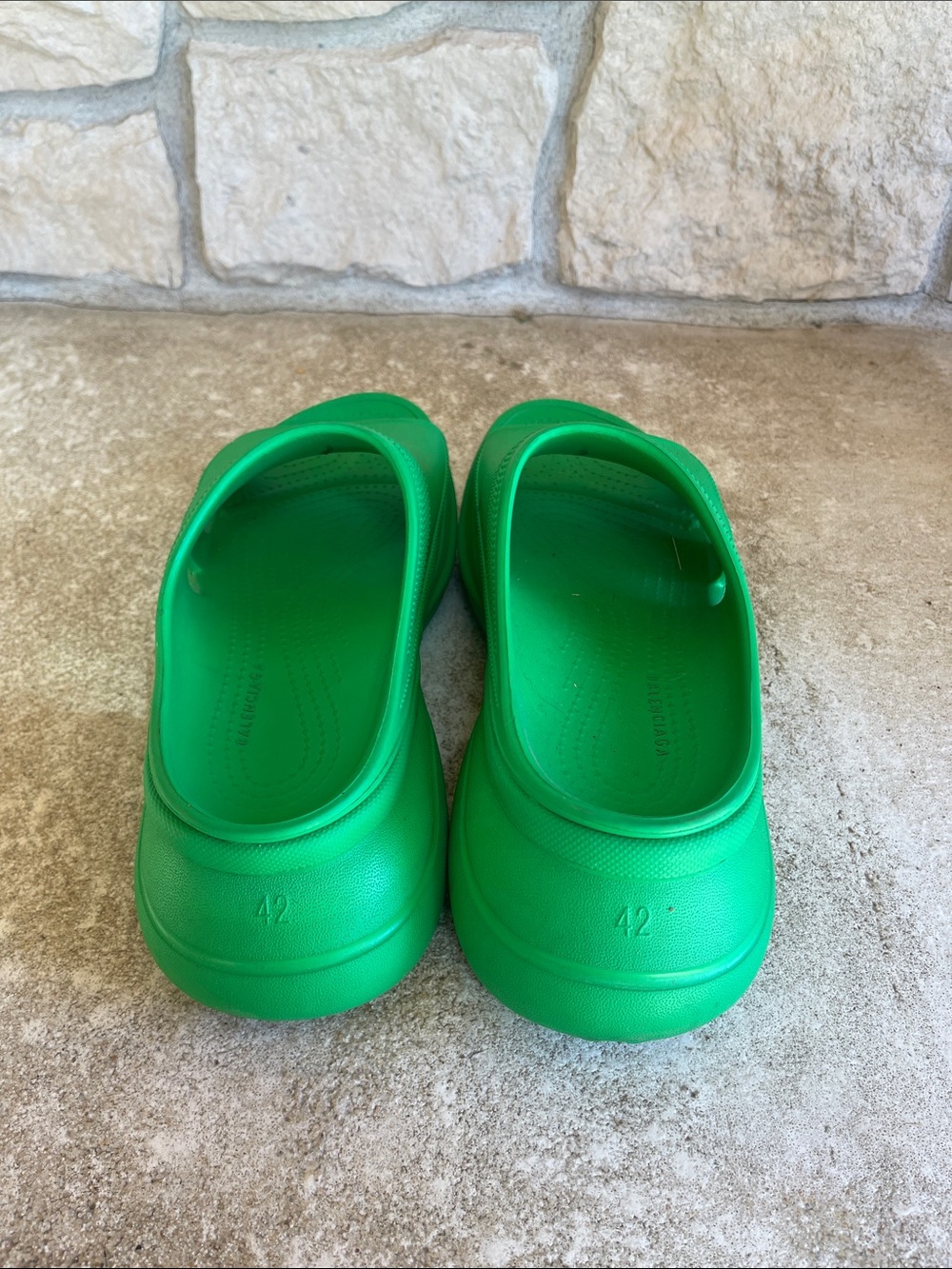 Balenciaga Crocs Bright Green Slip-On Slide Sandals - Picture 2 of 3